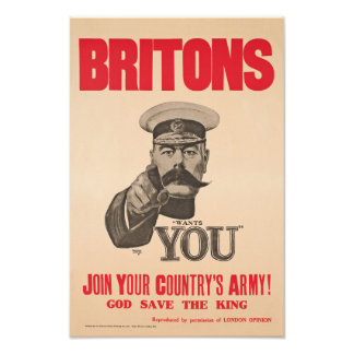 Britons Lord Kitchener wil je WWI Propaganda Foto Afdruk
