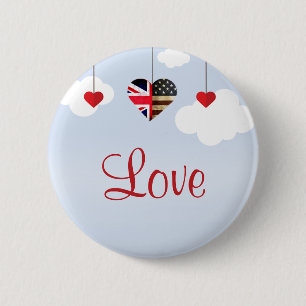 Brits Amerikaans Liefdesharten koninklijk huwelijk Ronde Button 5,7 Cm