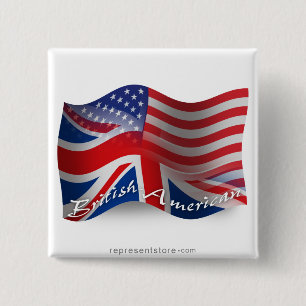 Brits-Amerikaanse golfvlag Vierkante Button 5,1 Cm