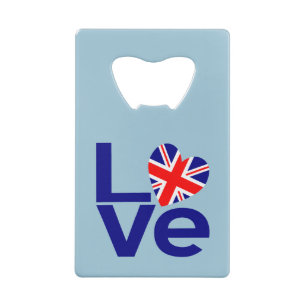 Brits Blauw LIEFDE Britse Vlag Hart Kredietkaart Flessenopener