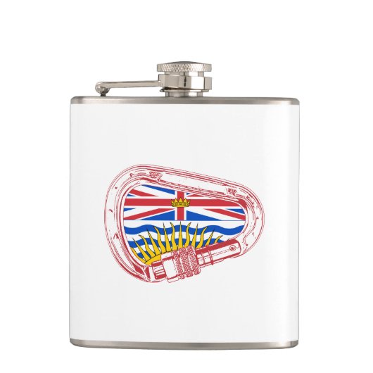 Brits-Columbiaanse Vlag Klim Carabiner Heupfles (Voorkant)
