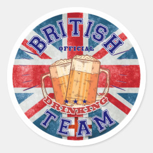Brits Drink team. Grappig bier Ronde Sticker