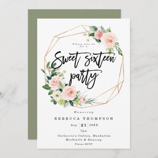 brits en groen boho modern , zoet 16 kaart (Voorkant / Achterkant)