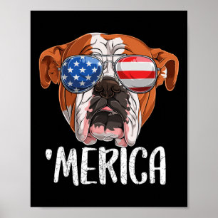 Brits Engels Bulldog hond 4 juli Amerikaans F Poster