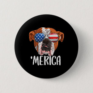 Brits Engels Bulldog hond 4 juli Amerikaans F Ronde Button 5,7 Cm