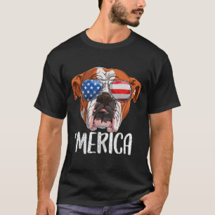 Brits Engels Bulldog hond 4 juli Amerikaans F T-shirt