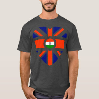 Brits-Indische Multinationale Patriot Flag Heart T-shirt