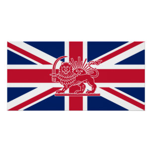 Brits-Iraanse Erfgoedvlag Leeuw en Zon Ontmoeten Perfect Poster