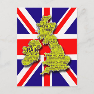 Brits Isles woordkaart tegen Union Jack Briefkaart