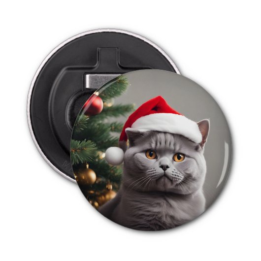 Brits Korthaar Kerstmis Button Flesopener (Voorkant)