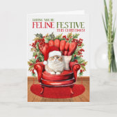 Brits Sinaasappel Tabby Kerstmis Kat FELINE Feeste Feestdagen Kaart (Voorkant)