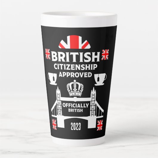 Brits staatsburgerschap geschenken latte mok (Voorkant)
