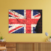 Brits vlag op een gebarsten muur canvas afdruk (Insitu (Woonkamer))