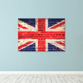 Brits vlag op een muur canvas afdruk (Insitu (Houten vloer))