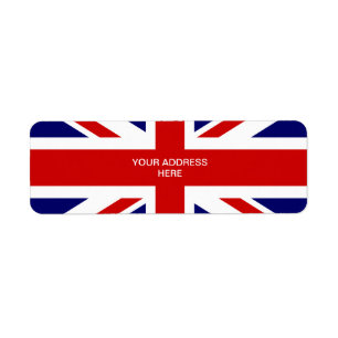 Brits vlagadresetiket ontwerp van Union Jack Etiket