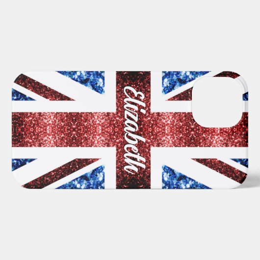 Brits vlaggen rode blauwe sparkles glitters Monogr iPhone Hoesje (Achterkant horizontaal)