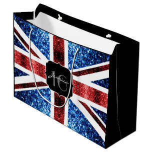 Brits vlaggen rode blauwe sparkles glitters Sweet Large Cadeauzakje