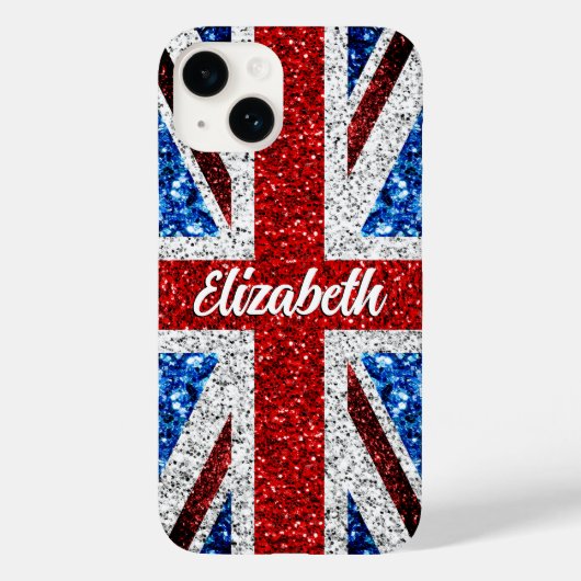 Brits vlaggen rode blauwe witte muggen Jouw naam Case-Mate iPhone Case (Achterkant)