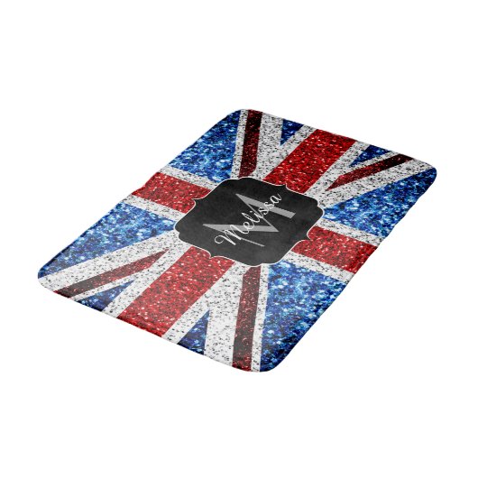 Brits vlaggen rode blauwe witte sparken gliters Mo Badmat (Gekanteld)