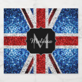 Brits vlaggen rode blauwe witte sparken gliters Mo Bier Etiket (Enkel label)