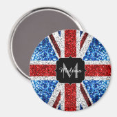 Brits vlaggen rode blauwe witte sparken gliters Mo Magneet (Voorkant / Achterkant)