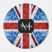 Brits vlaggen rode blauwe witte sparken gliters Mo Magneet (Voorkant)