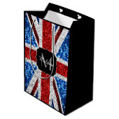 Brits vlaggen rode blauwe witte sparken gliters Mo Medium Cadeauzakje (Achterkant Gekanteld)