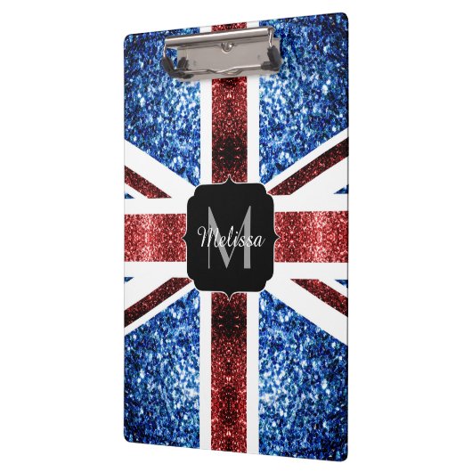 Brits vlaggen rode en blauwe sparkles glitters klembord (Links)