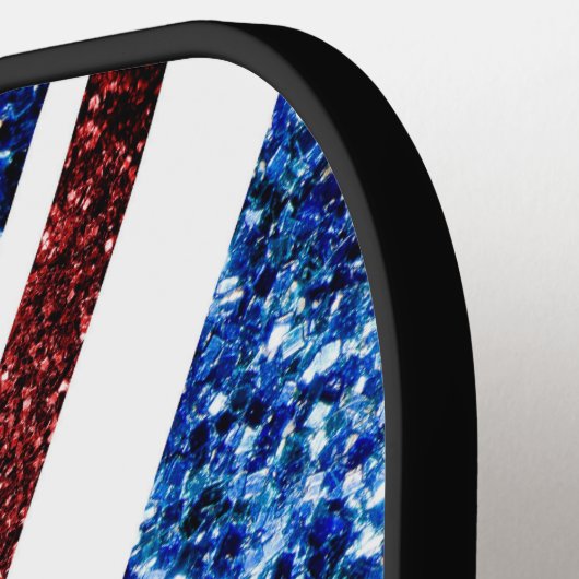 Brits vlaggen rode en blauwe sparkles glitters pickleball paddle (Links Detail)