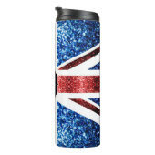 Brits vlaggen rode en blauwe sparkles glitters thermosbeker (Geroteerd rechts)