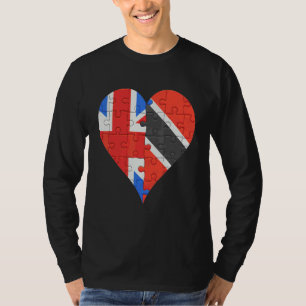 Brits vlaggenhart van Trinidadian en Tobagoan T-shirt