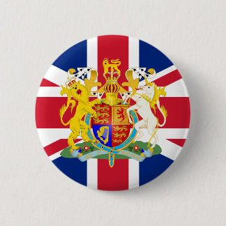 Brits wapenschild en vlag ronde button 5,7 cm
