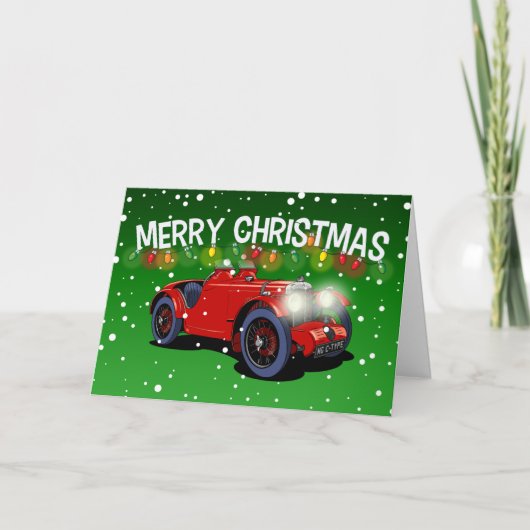 Britse 1930's Vintage Auto Kerst Kaart (Voorkant)