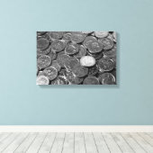 Britse 5-pence-munten canvas afdruk (Insitu (Houten vloer))