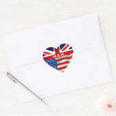 Britse Amerikaanse vlaggen monogram Hart Sticker (Envelop)