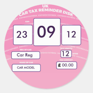 Britse Autobelasting Herinneringssticker Roze Ronde Sticker