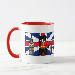 Britse Badger Cartoon met Big Ben en Flag Mok