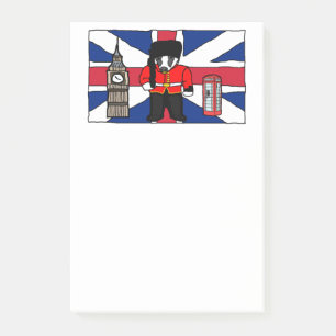 Britse Badger Cartoon met Big Ben en Flag Post-it® Notes