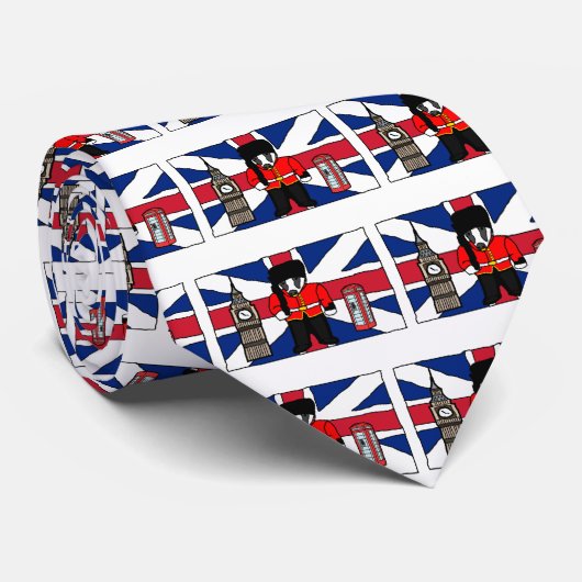 Britse Badger Cartoon met Big Ben en Flag Stropdas (Opgerold)