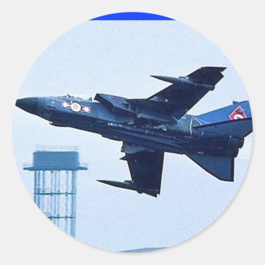 Britse blauwe jet ronde sticker (Voorkant)