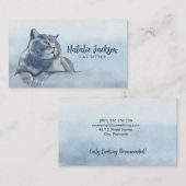 Britse Blue Cat Waterverf Visitekaartje (Voorkant / Achterkant)