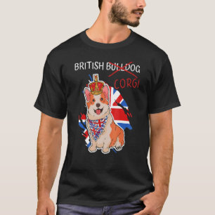 Britse Bulldog Corgi Union Jack Koningin Platina J T-shirt