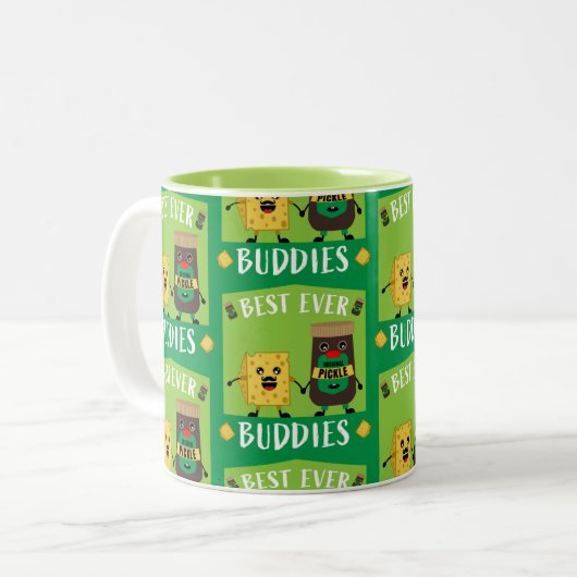 Britse Cheddar Cheese and Pickle-liefhebbers Tweekleurige Koffiemok (Voorkant links)