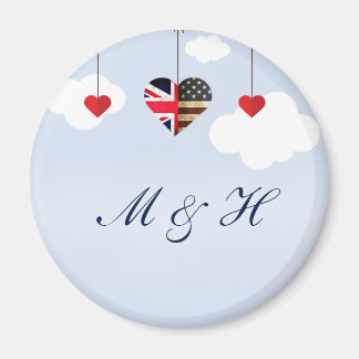 Britse en Amerikaanse vlag harten Magneet
