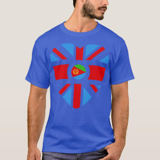 Britse Eritrese Multinationale Patriot Flag Heart T-shirt