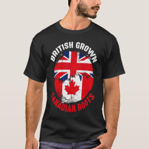 Britse Gekweekte Canadese Roots Vintage Vlaggen vo T-shirt