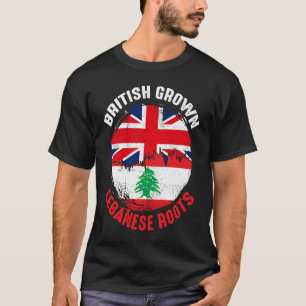 Britse Gekweekte Libanese Roots Vintage Vlaggen vo T-shirt