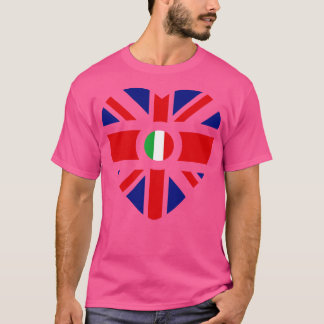 Britse Italiaanse multinationale patriot vlag hart T-shirt