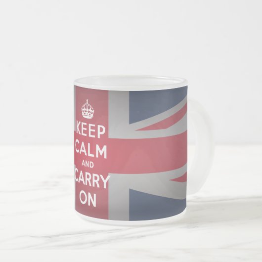 Britse Keep Calm Frosted Glass Coffee Mok Cup (Voorkant rechts)