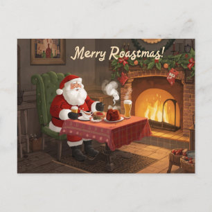 Britse kerstkaart met Kerstman in de pub Feestdagenkaart